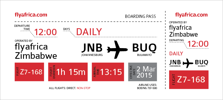 Fly Africa to introduce the Bulawayo - Joburg flight